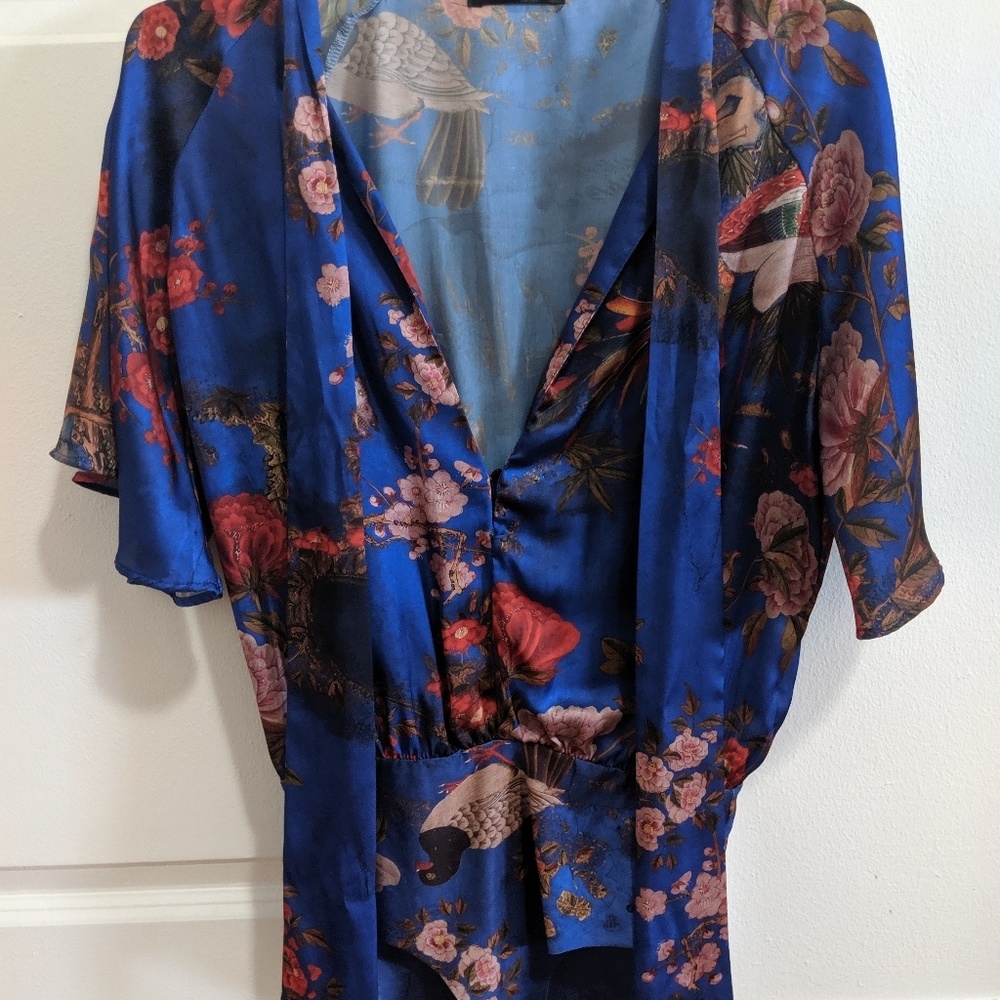 Zara leotard shirt with floral pattern